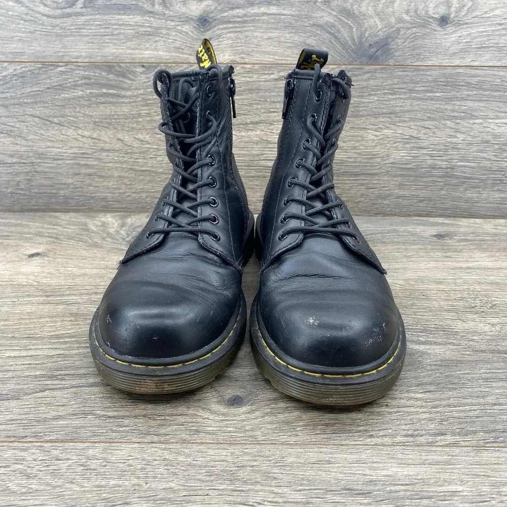 Dr Doc Martens Youth Boots Size 3 Black Ankle‎ Lace Up Side Zip